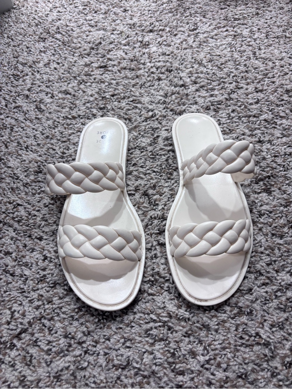 Shade & Shore Braided Double-Strap Slide Sandals - Cream
